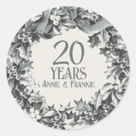 20周年結婚記念日 ヴィンテージ アンティーク スタイリッシュ ラウンドシール