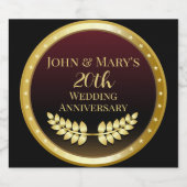 20周年結婚金ゴールド勲章 スパークリングワインラベル (シングルラベル)