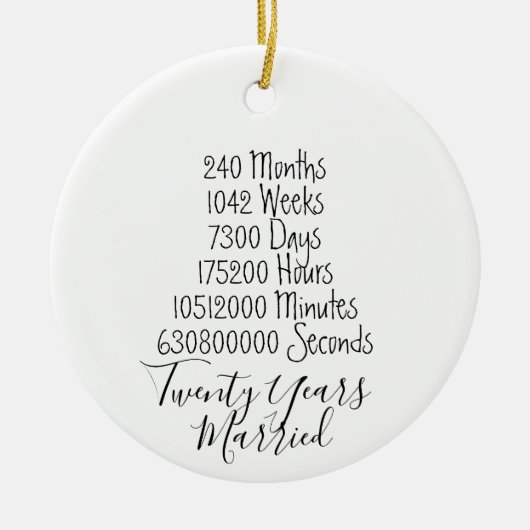 20周年結婚20周年結婚した セラミックオーナメント (正面)