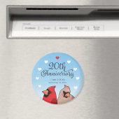 20周年結婚(鳥)ショウジョウコウカンチョウ鳥とハート マグネット (インサイチュ (食洗機))