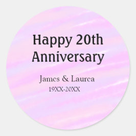 20周年記念おめでとうピンクパープルパステル名前ボル ラウンドシール