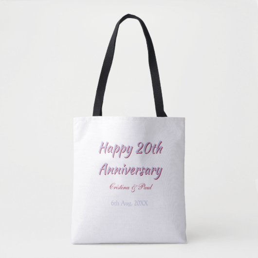 20周年記念おめでとう パープルマロウ 結婚式 名前 トートバッグ (正面)
