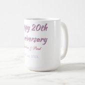 20周年記念おめでとう パープルマロンの結婚式の名前 コーヒーマグカップ (正面右)