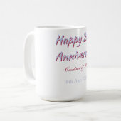 20周年記念おめでとう パープルマロンの結婚式の名前 コーヒーマグカップ (正面左)