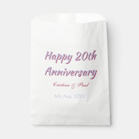 20周年記念おめでとう パープルマロンの結婚式の名前 フェイバーバッグ (正面)
