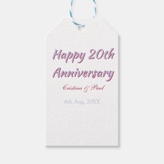 20周年記念おめでとう PURPLE MARON WEDDING NAME ギフトタグ (正面)
