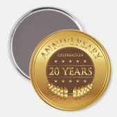 20周年記念お祝い金ゴールドメダル マグネット (正面/裏面)