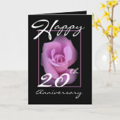 20周年記念のピンクのバラの花のカード カード (黄色い花)