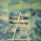 20周年記念のワインボトルとグラスの名前 アクリルサイン (ニュートラル)