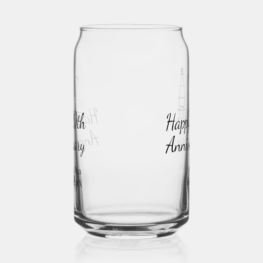 20周年記念のワインボトルとグラスの名前 ガラス缶 (右)