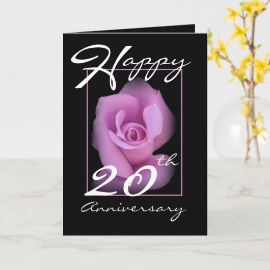 20周年記念の結婚カード ピンクのバラのつぼみ カード (黄色い花)