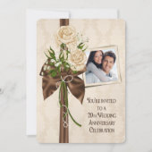 20周年記念の結婚式のバラ 招待状 (正面)