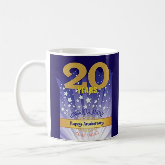 20周年記念カスタムリカバリー記念日ボールド数字 コーヒーマグカップ (左)