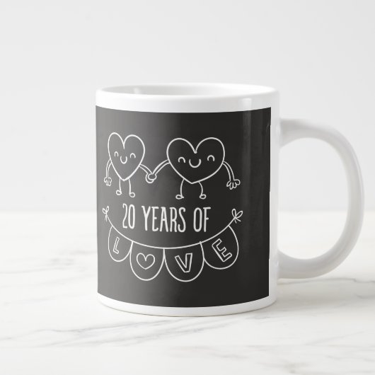 20周年記念ギフトチョークハート ジャンボコーヒーマグカップ (右)