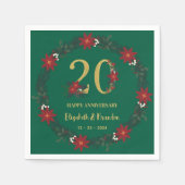 20周年記念クリスマスナパーソナライズされたプキンス スタンダードカクテルナプキン (正面)