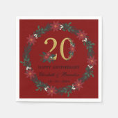 20周年記念クリスマスナパーソナライズされたプキンス スタンダードカクテルナプキン (正面)