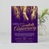 20周年記念グラマーパーティー金ゴールドパープルパーム 箔招待状 (立ち正面)