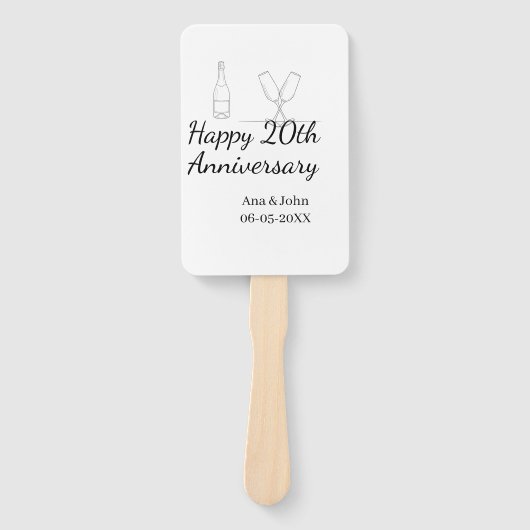 20周年記念シャンパンボトル グラス 名入れ ハンドファン (正面)