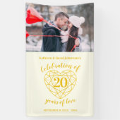 20周年記念ハートパーソナライズされた写真黄金 横断幕 (縦)