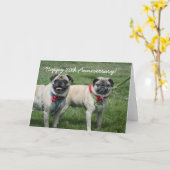 20周年記念パググリーティングカードおめでとう カード (黄色い花)