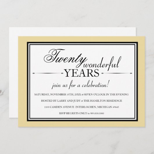 20周年記念パーティの招待状 招待状 (正面/裏面)