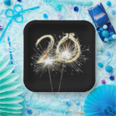 20周年記念パーティースパーカーズオンブラック ペーパープレート (パーティー)