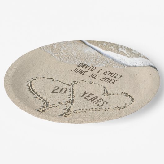 20周年記念ビーチハート紙プレート ペーパープレート (アングル)