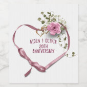 20周年記念ピンクハートリボンワインラベル ワインラベル (シングルラベル)