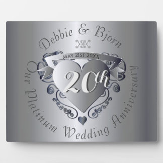20周年記念プ結婚ラチナ水平 フォトプラーク