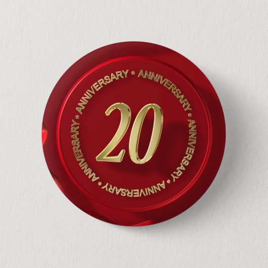 20周年記念レッドワックスシール 缶バッジ (正面)