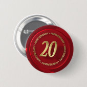 20周年記念レッドワックスシール 缶バッジ (正面&裏面)