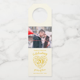 20周年記念写真結婚宝石ハート ボトルネックタグ