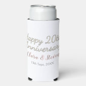 20周年記念日 名前 ピンク グレー パステル スリム缶クーラー (Seltzer正面)
