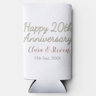20周年記念日 名前 ピンク グレー パステル スリム缶クーラー