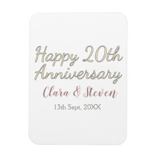 20周年記念日 名前 ピンク グレー パステル マグネット