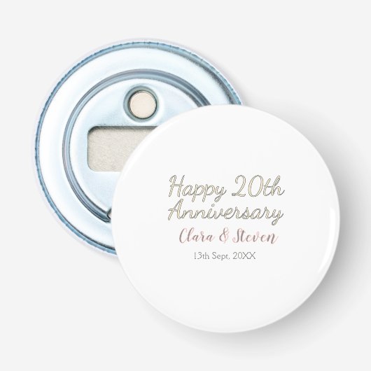20周年記念日 名前 ピンク グレー パステル 栓抜き (正面)