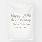 20周年記念日 名前 ピンク グレー パステル 横断幕 (縦)