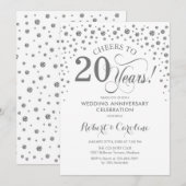 20周年記念祝賀 - シルバー ホワイト 招待状 (正面/裏面)