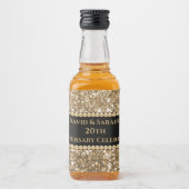 20周年記念結婚お祝い金ゴールドグリッター リキュールボトルラベル (正面)