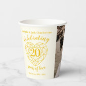 20周年記念結婚の概要ハート写真 紙コップ (正面)