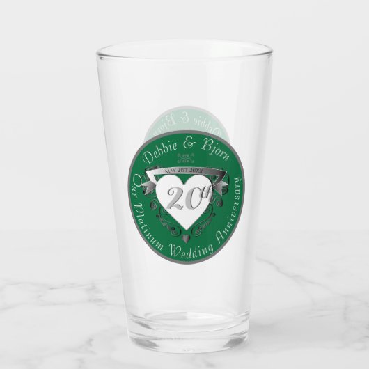 20周年記念結婚ガラス タンブラーグラス (裏面)