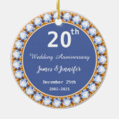 20周年記念結婚ダイヤモンド名前をカスタムする セラミックオーナメント (裏面)