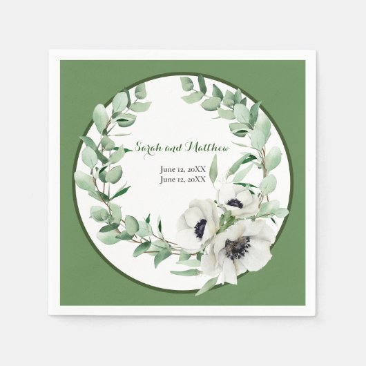 20周年記念結婚パーティーフローラペーパーナプキン スタンダードカクテルナプキン (正面)