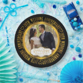 20周年記念結婚フォトブラック | ゴールドトーン ペーパープレート (パーティー)