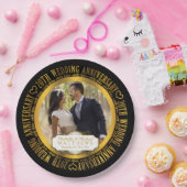 20周年記念結婚フォトブラック | ゴールドトーン ペーパープレート (パーティー)