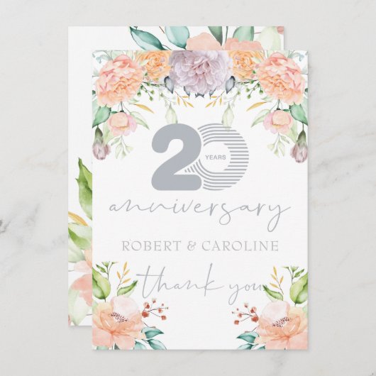 20周年記念結婚フローラありがとう サンキューカード (正面/裏面)