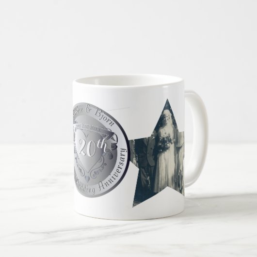 20周年記念結婚プラチナ2つ星フォトズ株式会社 コーヒーマグカップ (正面右)