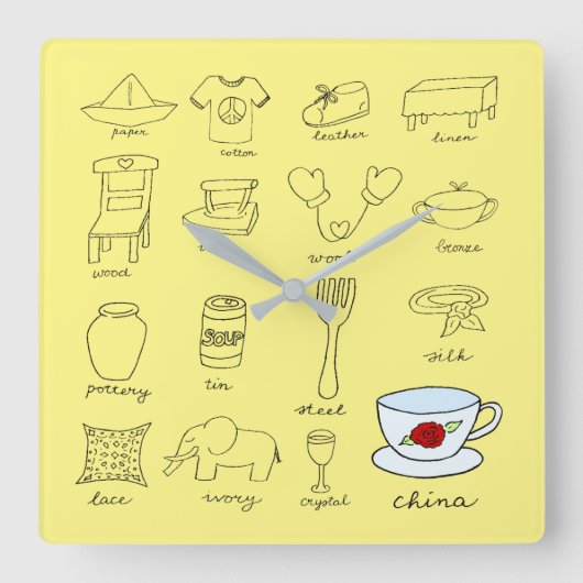 20周年記念結婚ホームデコールギフト スクエア壁時計 (正面)