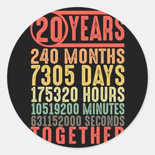 20周年記念結婚彼と彼女の出会うカップル ラウンドシール (正面)