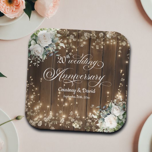20周年記念結婚的ストリングラ素朴イト ペーパープレート